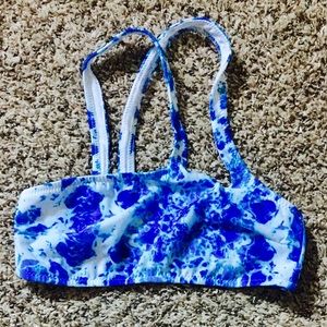 Asos Blue and White Women's Medium Bikini Top